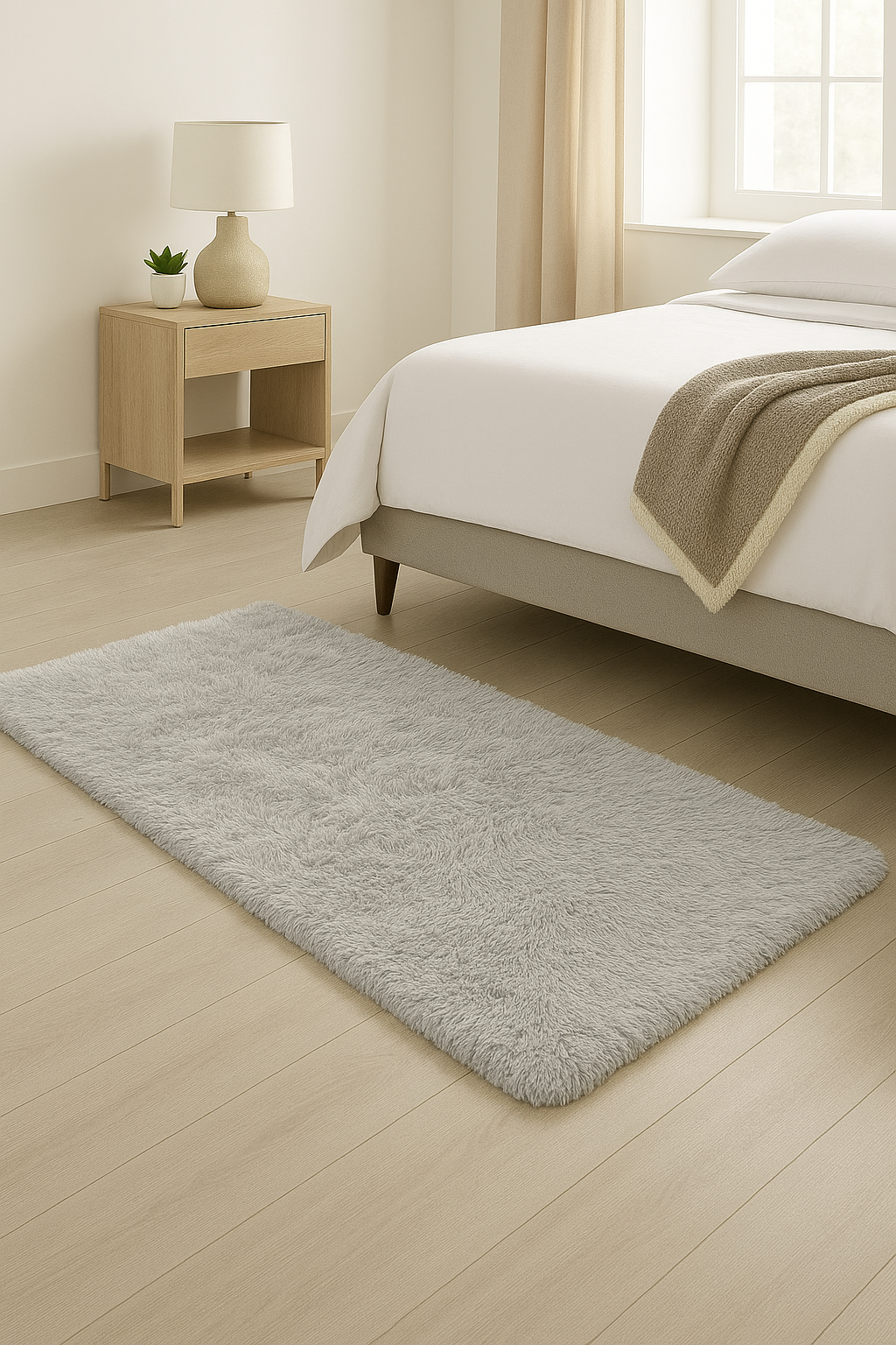 Tapete pie de cama gris 1,50x60cm