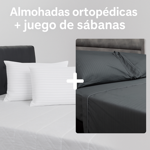 COMBO Juego de sábanas extrasuave + 2 almohadas ortopedicas