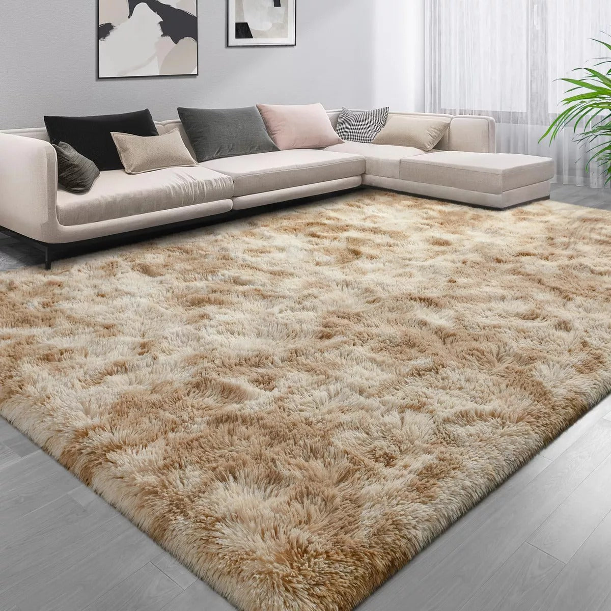 Alfombra de felpa de pelo largo para sala 2.0X1.50, decoración del hogar